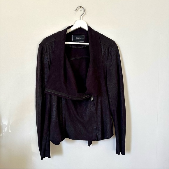 BNCI By Blanc Noir Soft Faux Suede Black Drape Jacket Size XL - Picture 3 of 7